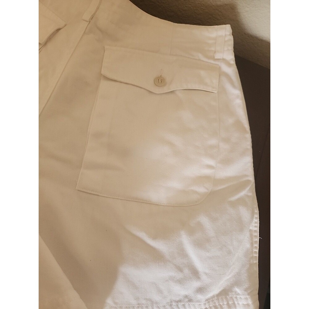 VINTAGE Liz Claiborne LIZWEAR White Cotton Bermuda Shorts Size 14 High Rise - Picture 4 of 5